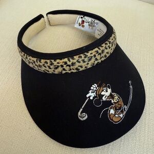 Walt Disney World Black Golf Visor with Leopard Accents Vintage